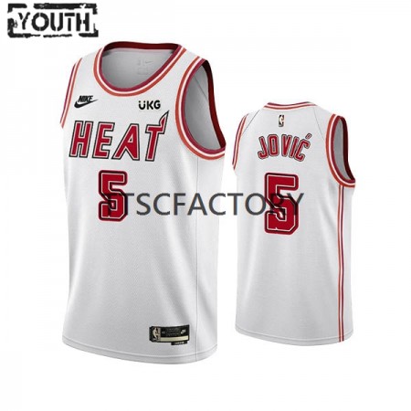 Kinder NBA Miami Heat Trikot Nikola Jovic 5 Nike 2022-23 Classic Edition Weiß Swingman